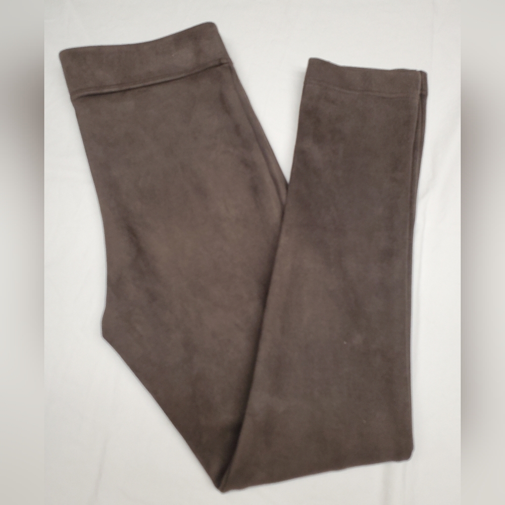 Andrew Marc Faux Suede Pull-On Pants Brown Stretch Leggings Slim Fit Women’s